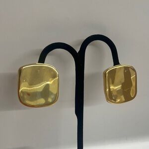 1980’s Ciner Goldtone Modern 1” Square Clip Earrings